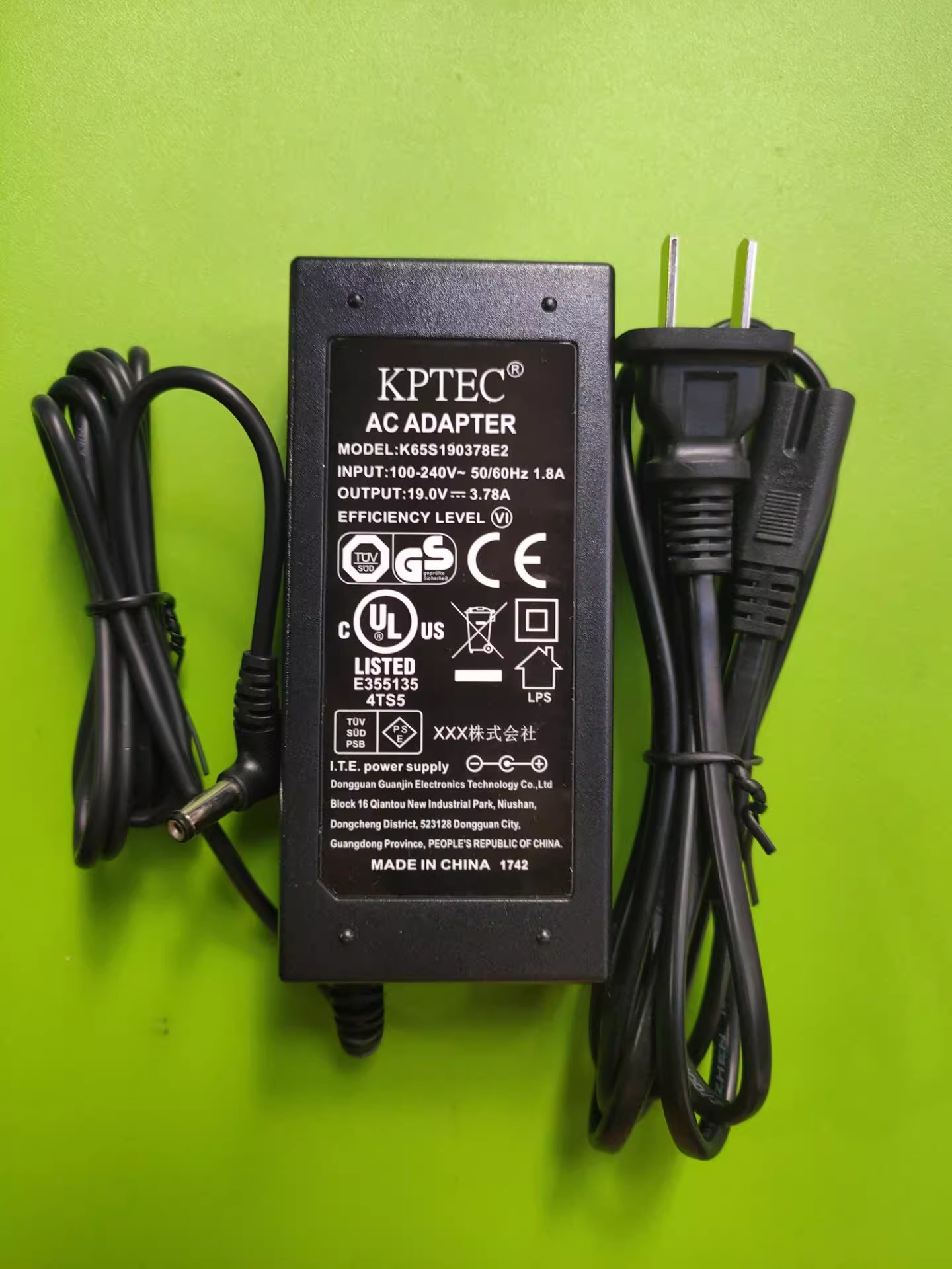 *Brand NEW* AC100-240V 50/60Hz 19V 3.78A AC DC ADAPTHE KPTEC K65S190378E2 POWER Supply